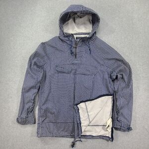 Zara Man Hooded Quarter Zip Rain Jacket Pullover Large Blue Kangaroo Pouch Draw